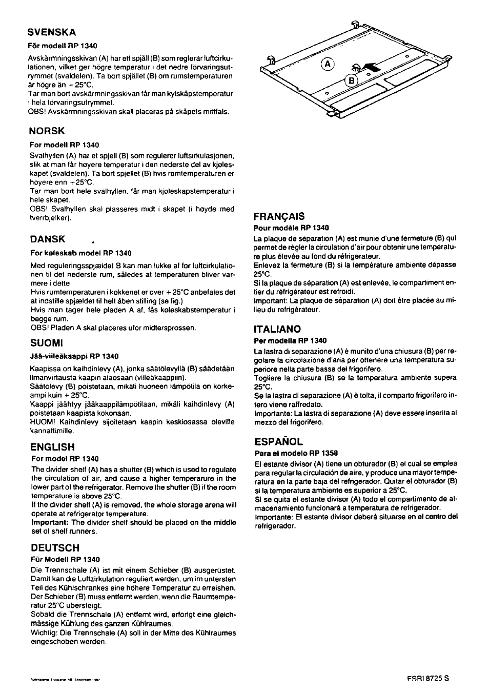 Svenska, Norsk, Dansk | Suomi, English, Deutsch, Français, Italiano, Español | Electrolux KS 4070 User Manual | Page 2 / 2