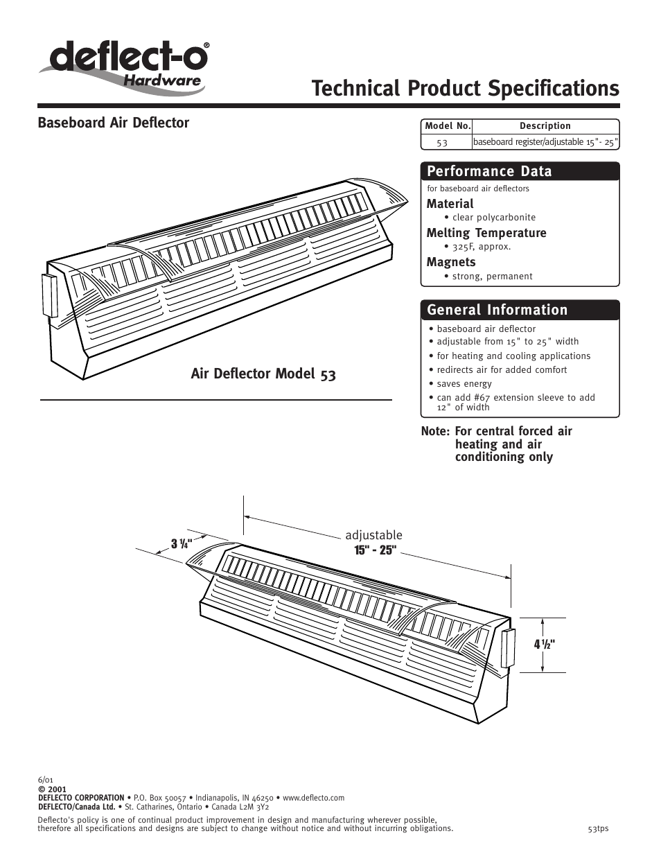 Deflecto 53 User Manual | 1 page