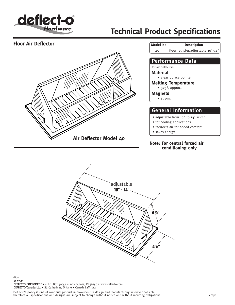 Deflecto 40 User Manual | 1 page