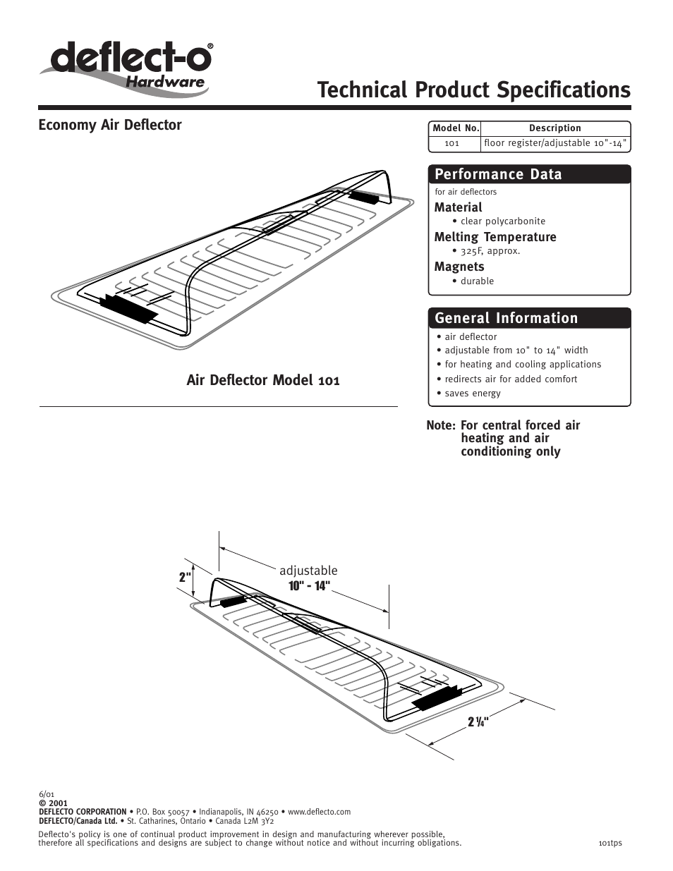 Deflecto 101 User Manual | 1 page