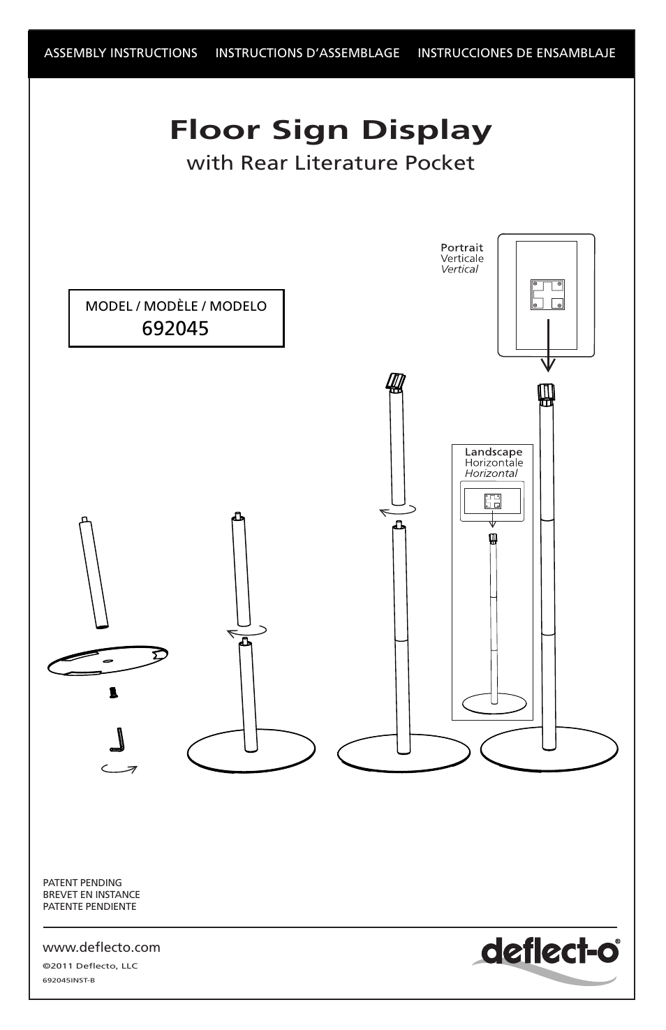 Deflecto 692045 Floor Sign Display es User Manual | 1 page