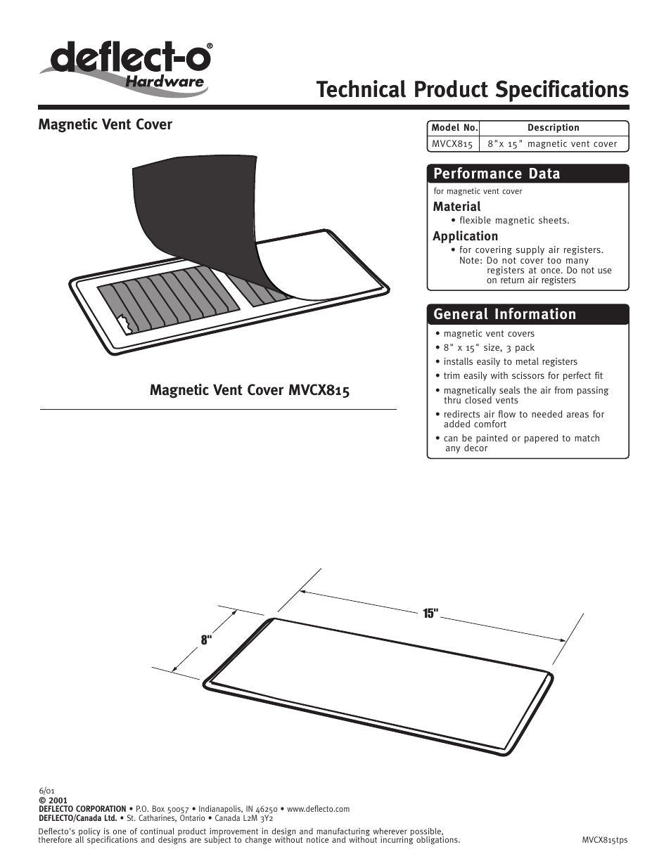 Deflecto MVCX815 User Manual | 1 page