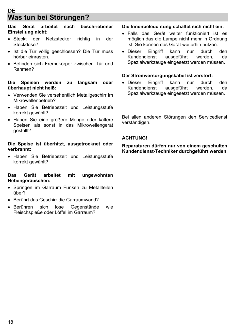 Was tun bei störungen | Gorenje BM 1120 AX User Manual | Page 20 / 100