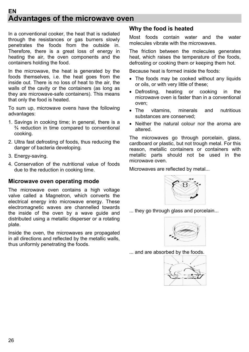 Advantages of the microwave oven | Gorenje BM 1120 AX User Manual | Page 28 / 100