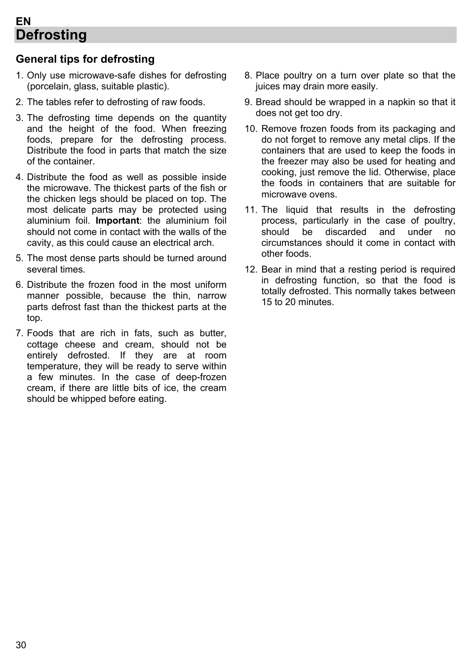 Defrosting | Gorenje BM 1120 AX User Manual | Page 32 / 100