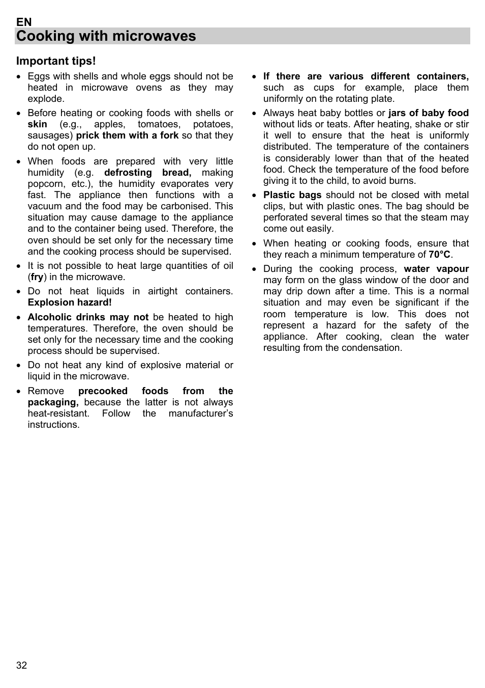 Cooking with microwaves | Gorenje BM 1120 AX User Manual | Page 34 / 100