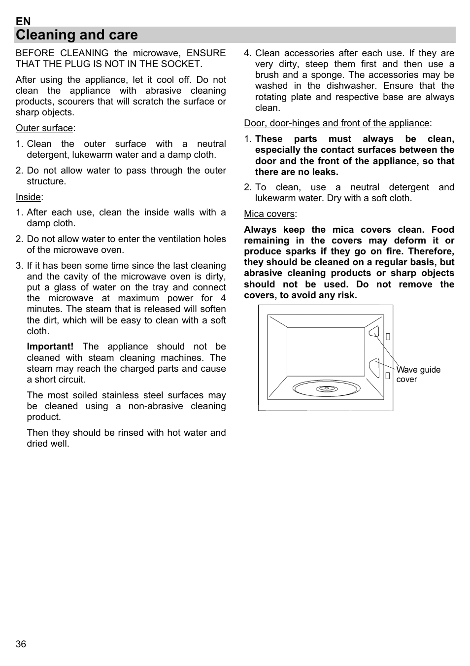 Cleaning and care | Gorenje BM 1120 AX User Manual | Page 38 / 100