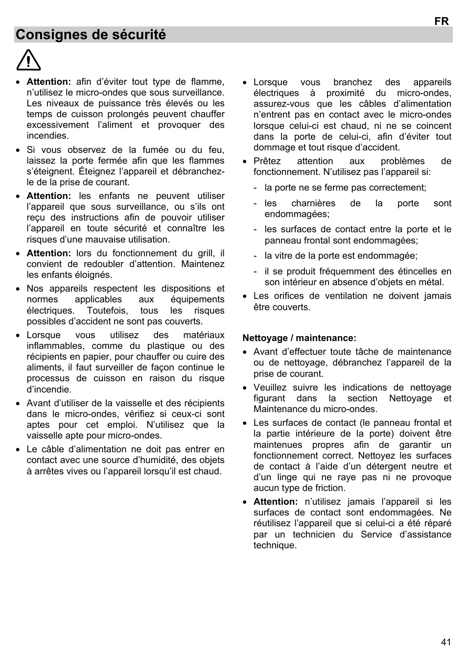 Consignes de sécurité | Gorenje BM 1120 AX User Manual | Page 43 / 100