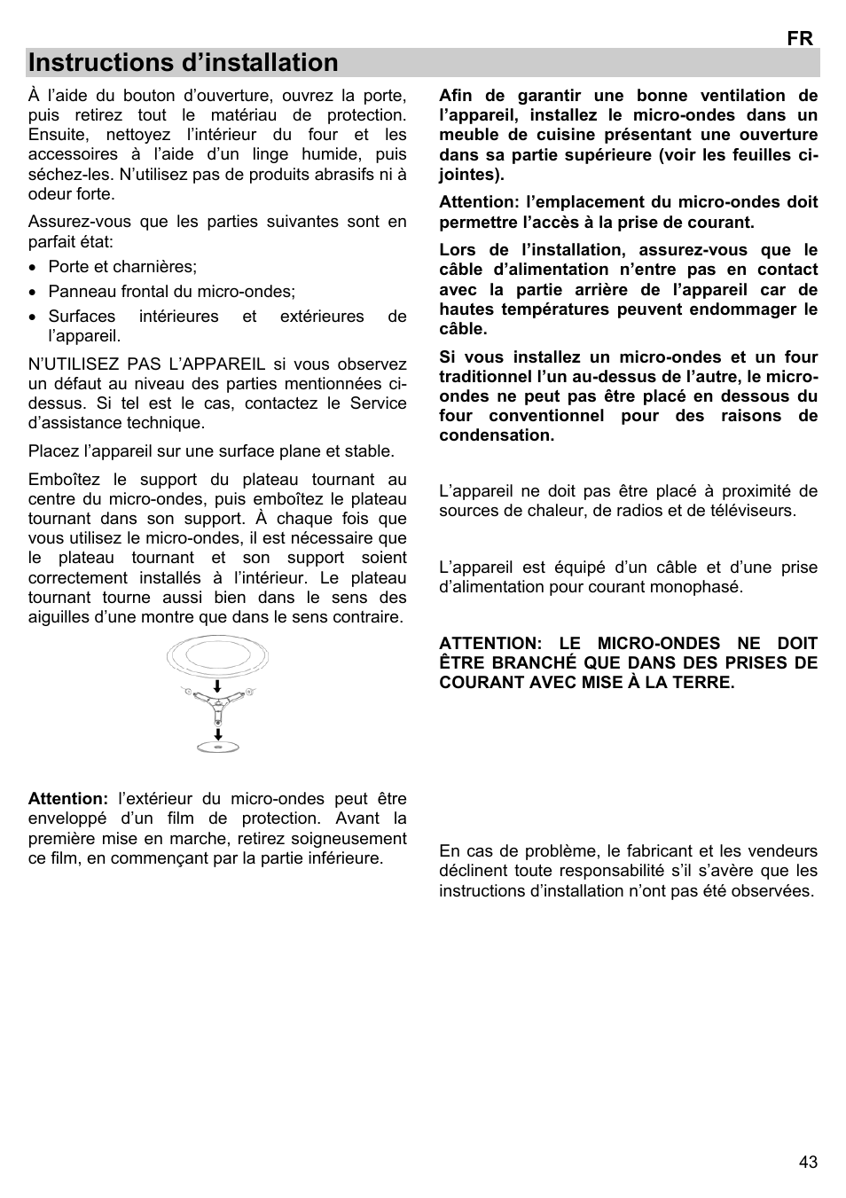 Instructions d’installation | Gorenje BM 1120 AX User Manual | Page 45 / 100