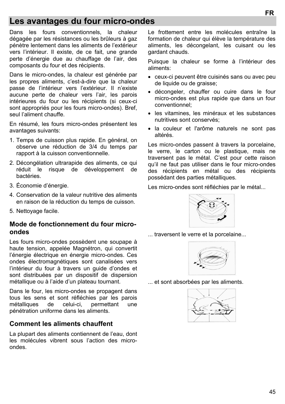 Les avantages du four micro-ondes | Gorenje BM 1120 AX User Manual | Page 47 / 100