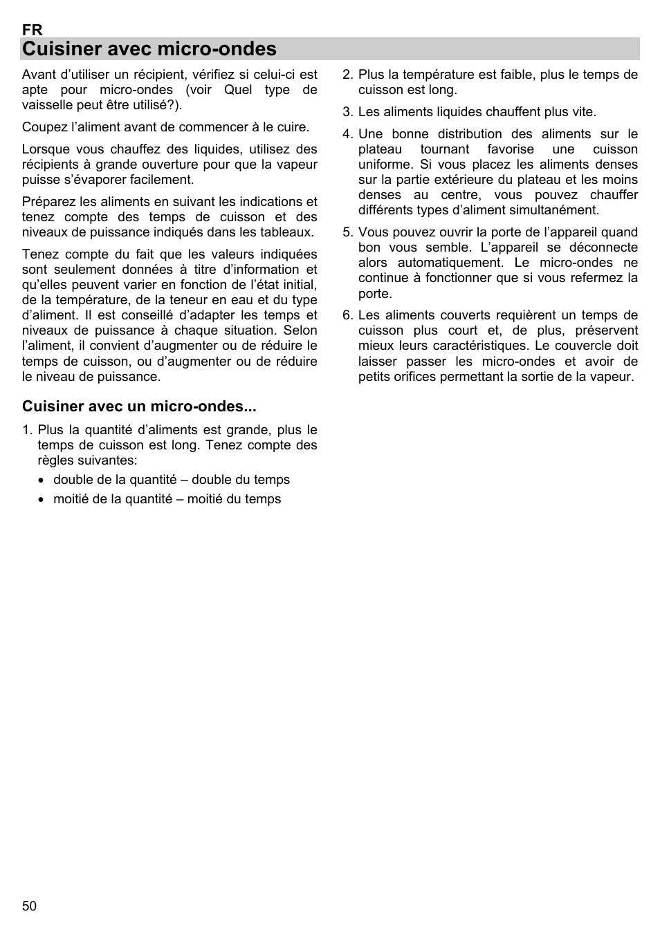 Cuisiner avec micro-ondes | Gorenje BM 1120 AX User Manual | Page 52 / 100