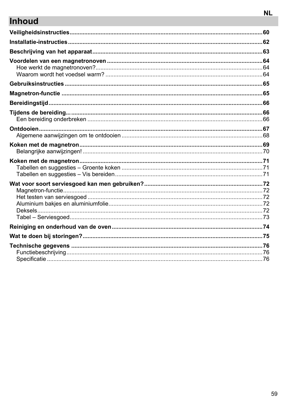 Inhoud | Gorenje BM 1120 AX User Manual | Page 61 / 100