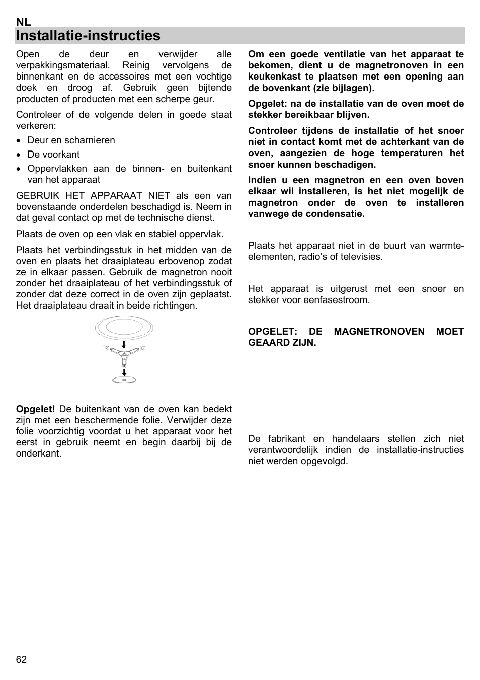 Installatie-instructies | Gorenje BM 1120 AX User Manual | Page 64 / 100