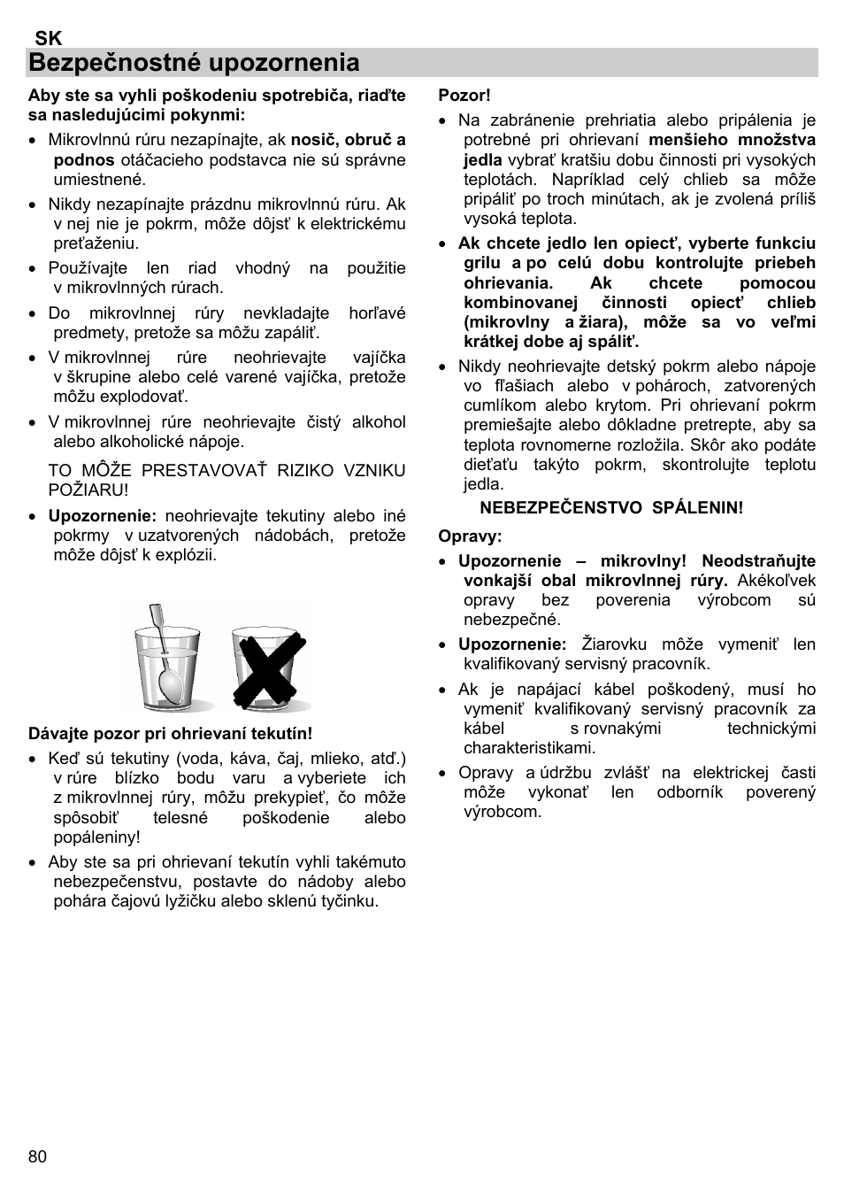 Bezpečnostné upozornenia | Gorenje BM 1120 AX User Manual | Page 82 / 100