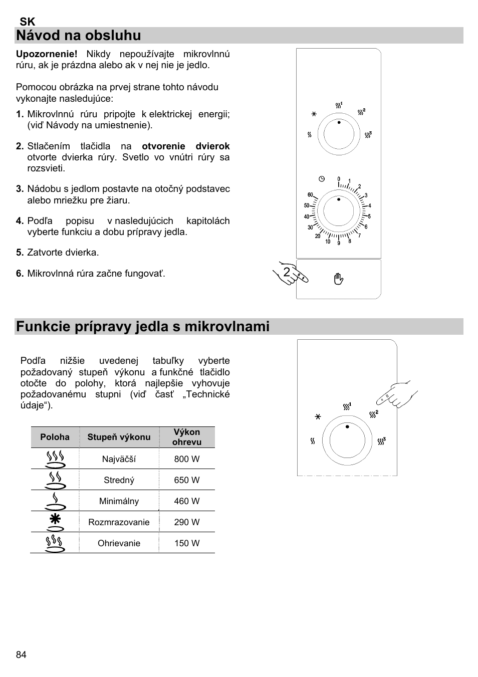 Návod na obsluhu, Funkcie prípravy jedla s mikrovlnami | Gorenje BM 1120 AX User Manual | Page 86 / 100