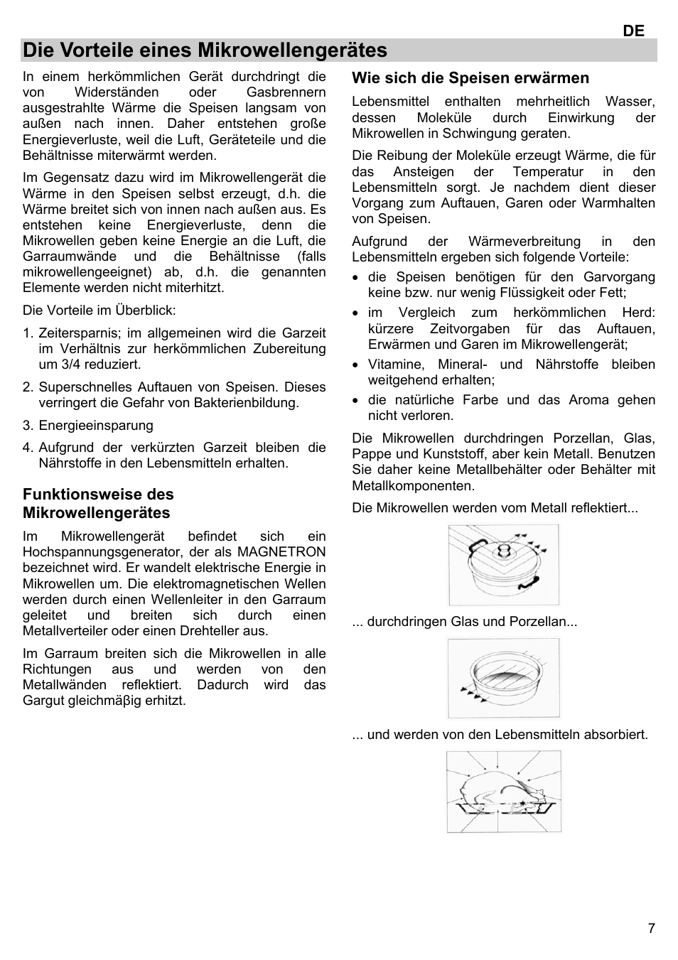 Die vorteile eines mikrowellengerätes | Gorenje BM 1120 AX User Manual | Page 9 / 100