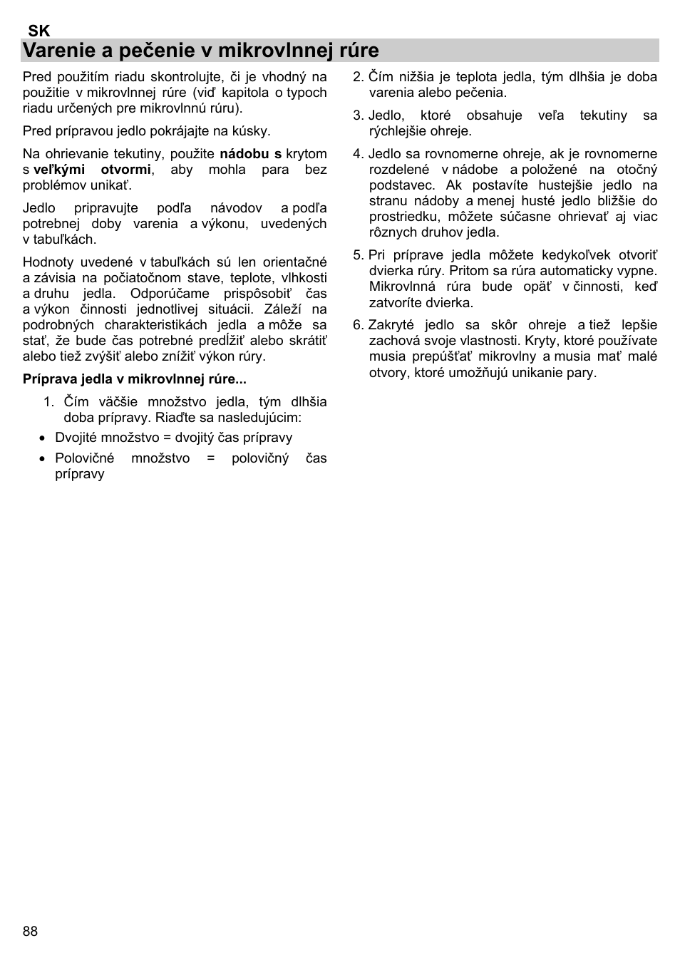 Varenie a pečenie v mikrovlnnej rúre | Gorenje BM 1120 AX User Manual | Page 90 / 100