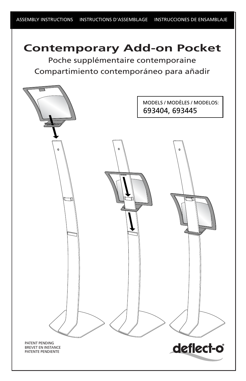 Deflecto 693445 Contemporary Add-on Pocket es User Manual | 2 pages