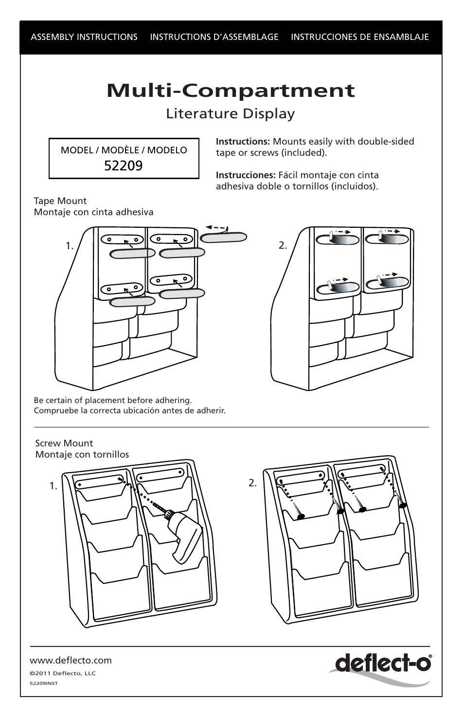 Deflecto 52209 Multi-Compartment es User Manual | 1 page