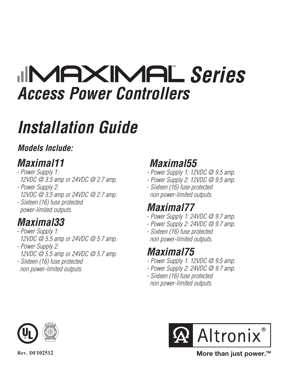 Altronix Maximal77 Installation Instructions User Manual | 20 pages