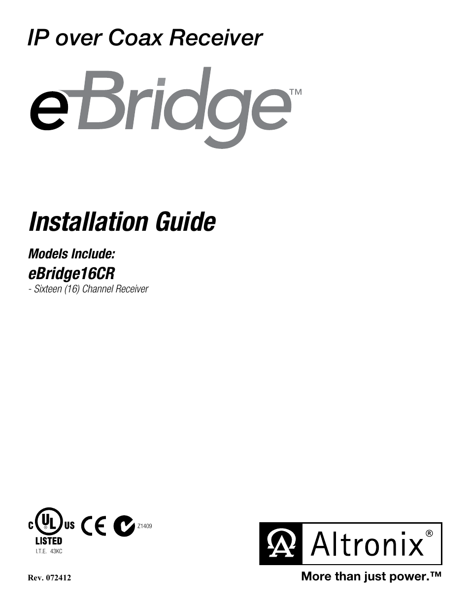 Altronix eBridge16CR Installation Instructions User Manual | 8 pages