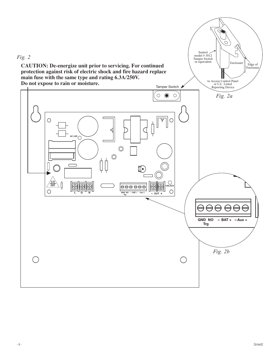 Tamper switch, Fig. 2a fig. 2b | Altronix StrikeIt2 Installation Instructions User Manual | Page 6 / 8