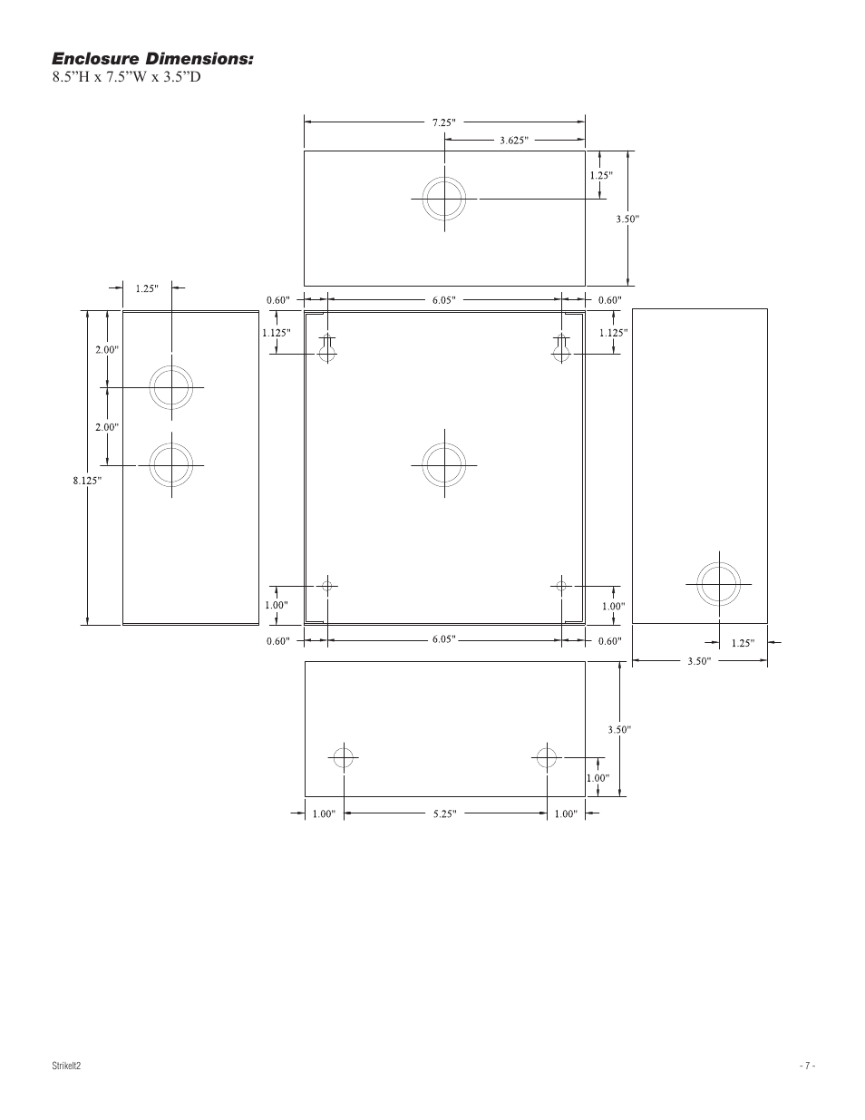 Enclosure dimensions | Altronix StrikeIt2 Installation Instructions User Manual | Page 7 / 8