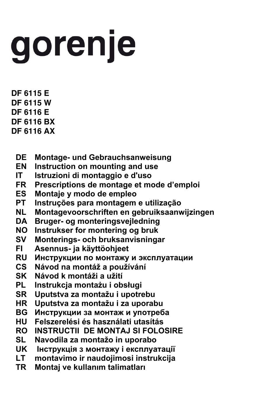 Gorenje DF 6115 E User Manual | 96 pages