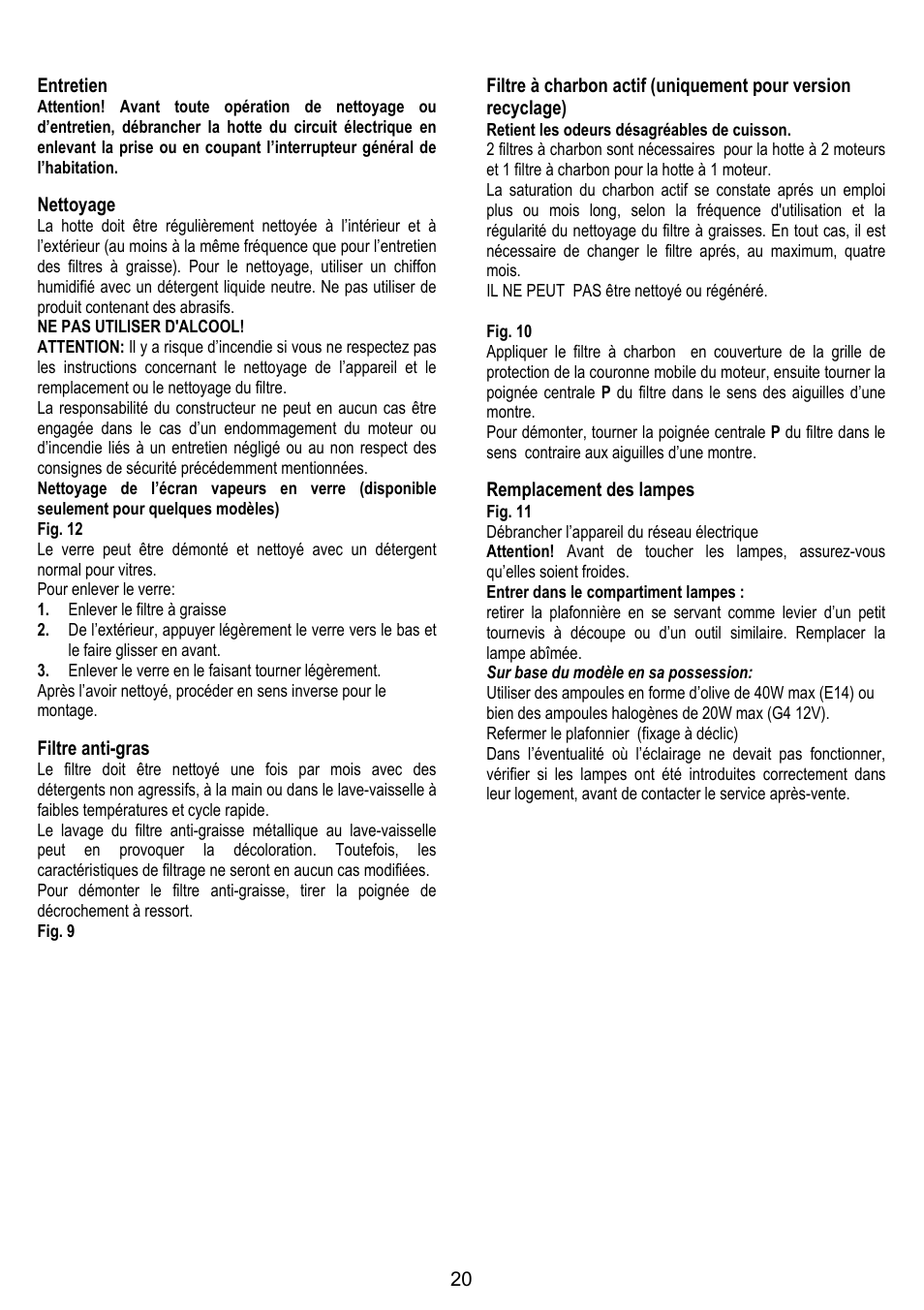 20 entretien, Nettoyage, Filtre anti-gras | Remplacement des lampes | Gorenje DF 6115 E User Manual | Page 20 / 96