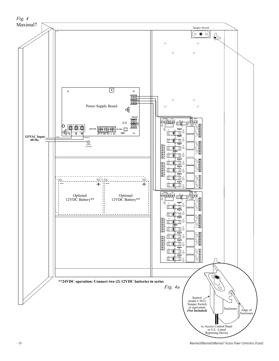 Fig. 4 maximal7 fig. 4a, Power supply board | Altronix Maximal7 Installation Instructions User Manual | Page 10 / 16