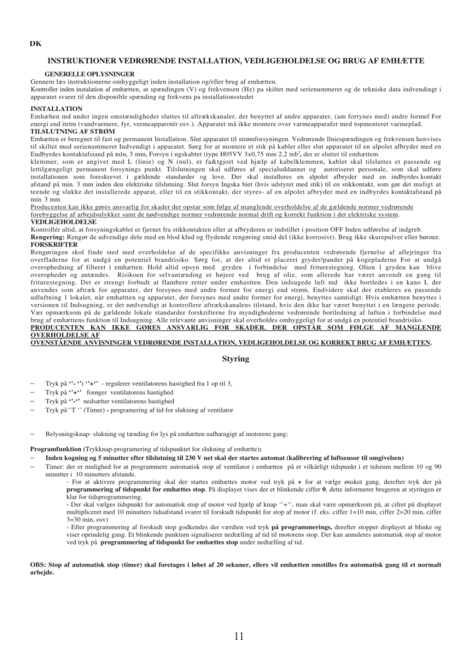 Styring | Gorenje DVG 8545 AX User Manual | Page 11 / 32