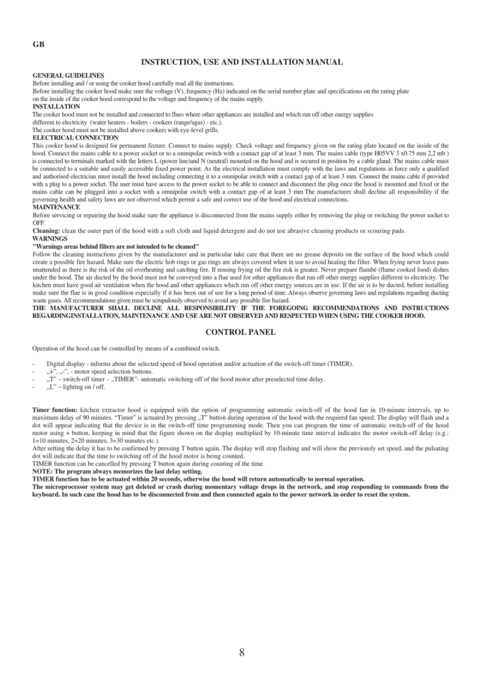 Control panel | Gorenje DVG 8545 AX User Manual | Page 8 / 32