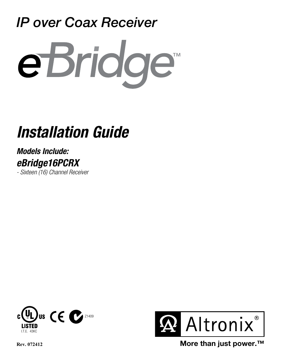 Altronix eBridge16PCRX Installation Instructions User Manual | 8 pages