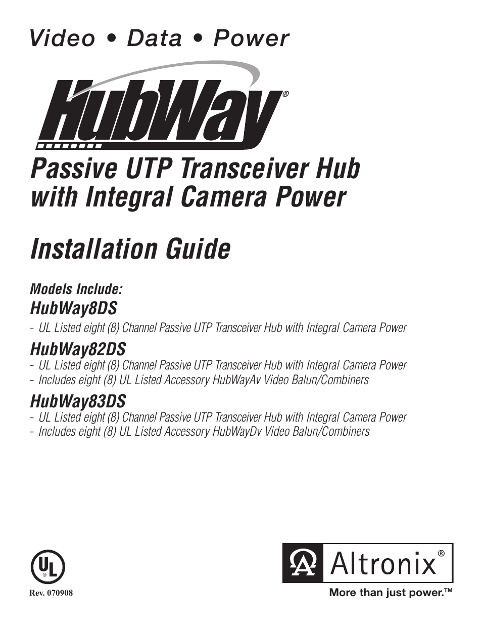 Altronix HubWay 8DS Installation Instructions User Manual | 8 pages