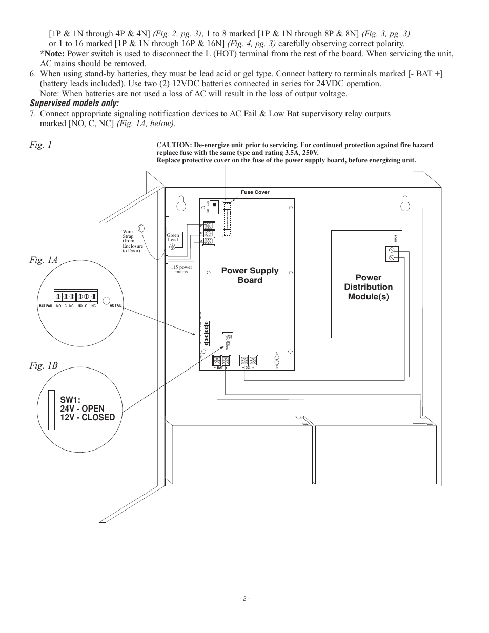 Fig. 1 fig. 1a fig. 1b, Power supply board power distribution module(s) | Altronix SMP7PMP8CB Installation Instructions User Manual | Page 2 / 4
