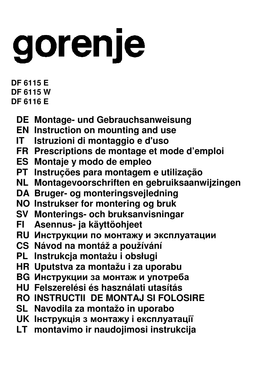 Gorenje DF 6115 W User Manual | 76 pages