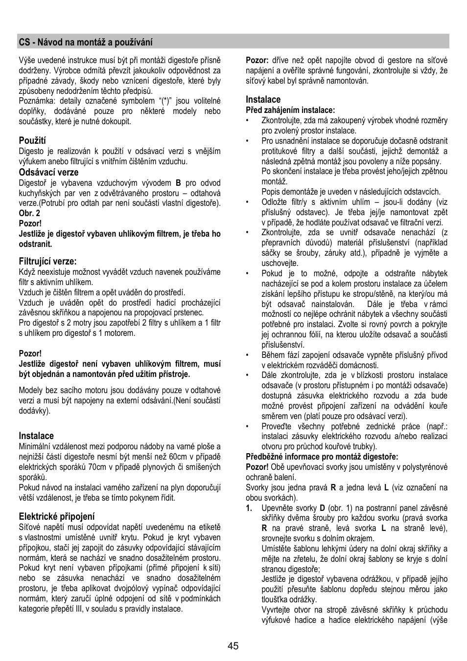 Gorenje DF 6115 W User Manual | Page 45 / 76