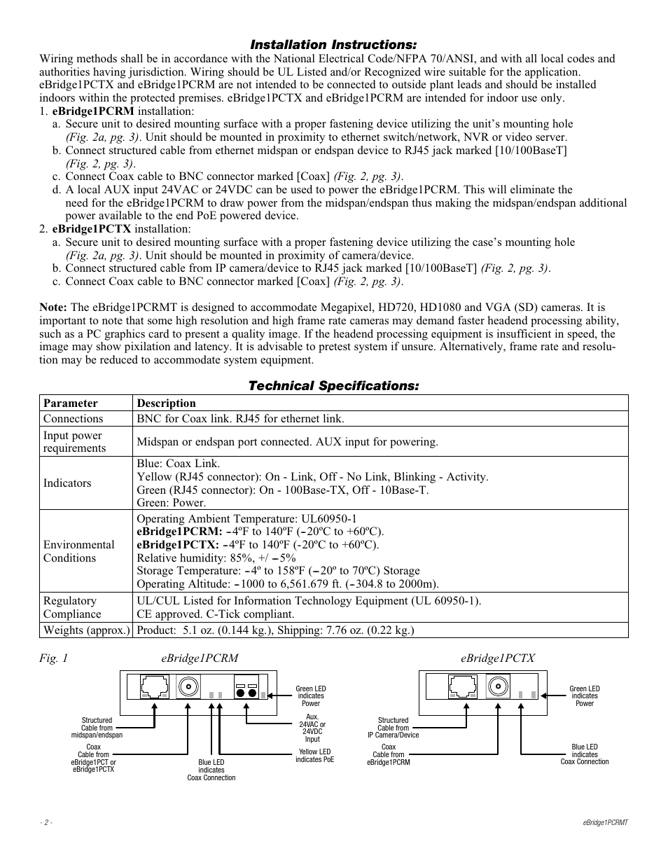 Altronix eBridge1PCRMT Installation Instructions User Manual | Page 2 / 4