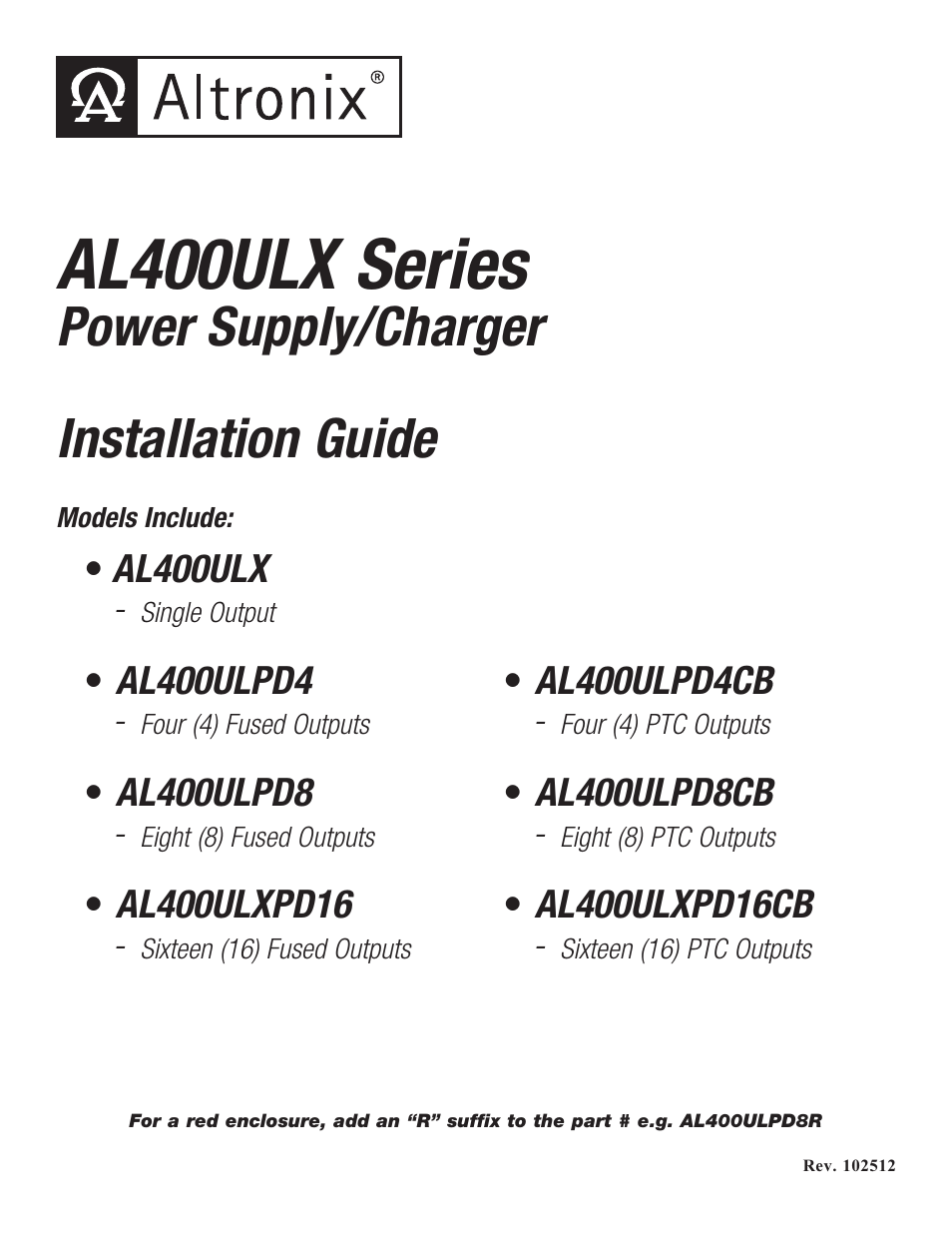 Altronix AL400ULXR Installation Instructions User Manual | 8 pages
