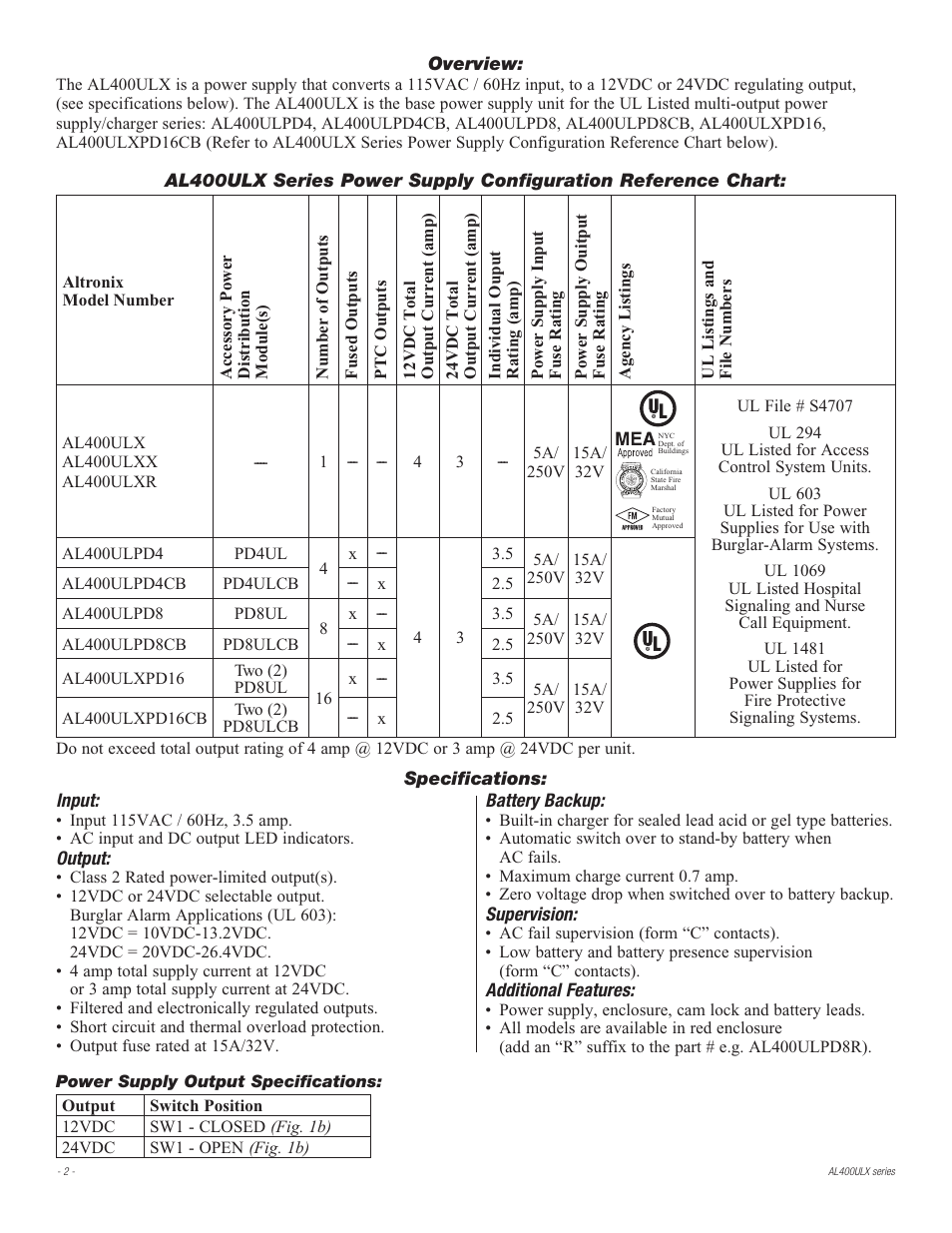 Altronix AL400ULXR Installation Instructions User Manual | Page 2 / 8