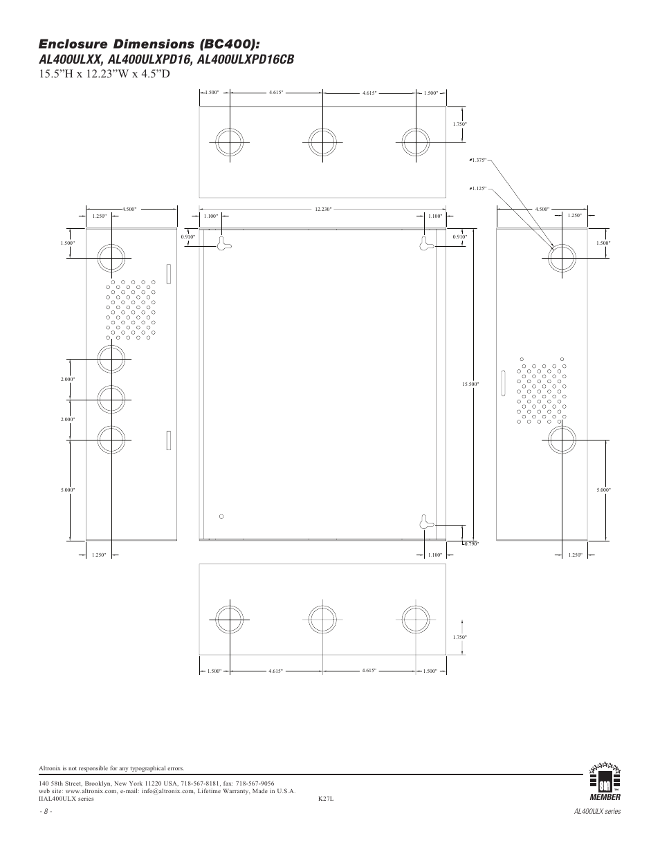 Member | Altronix AL400ULXR Installation Instructions User Manual | Page 8 / 8