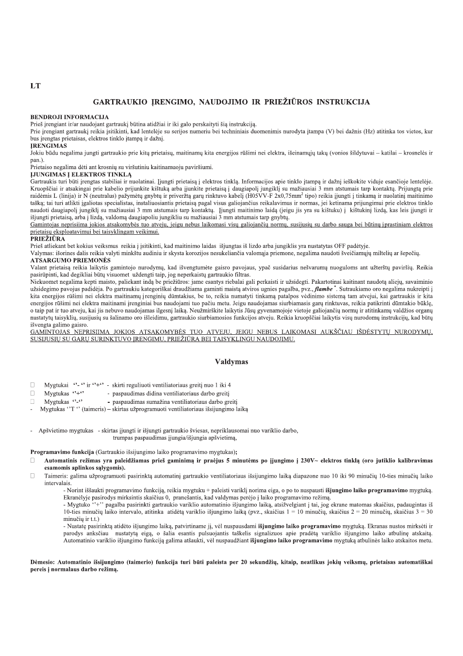 Valdymas | Gorenje DU 5345 W User Manual | Page 17 / 29