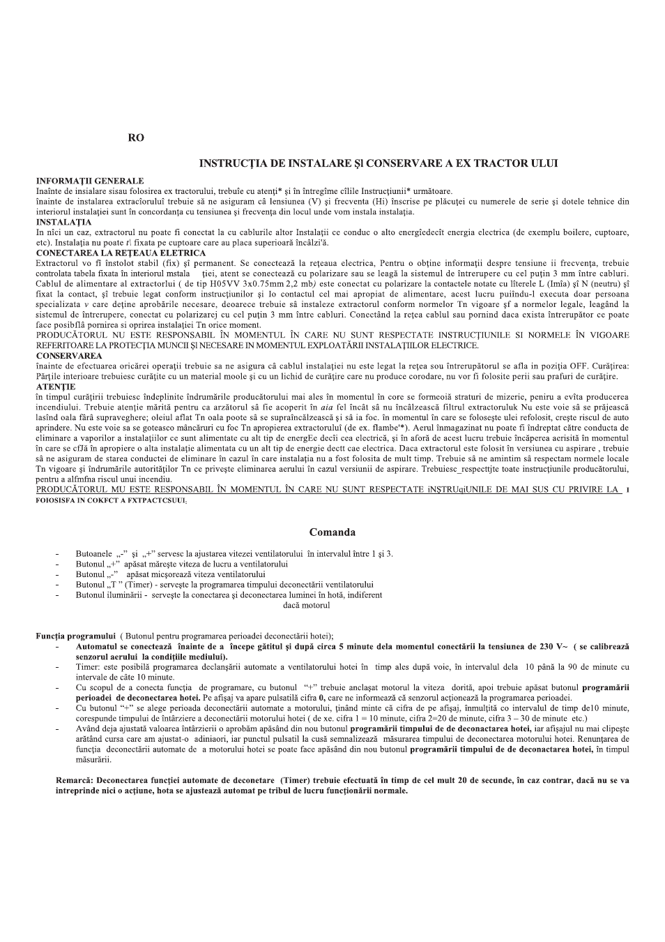 Comanda | Gorenje DU 5345 W User Manual | Page 22 / 29