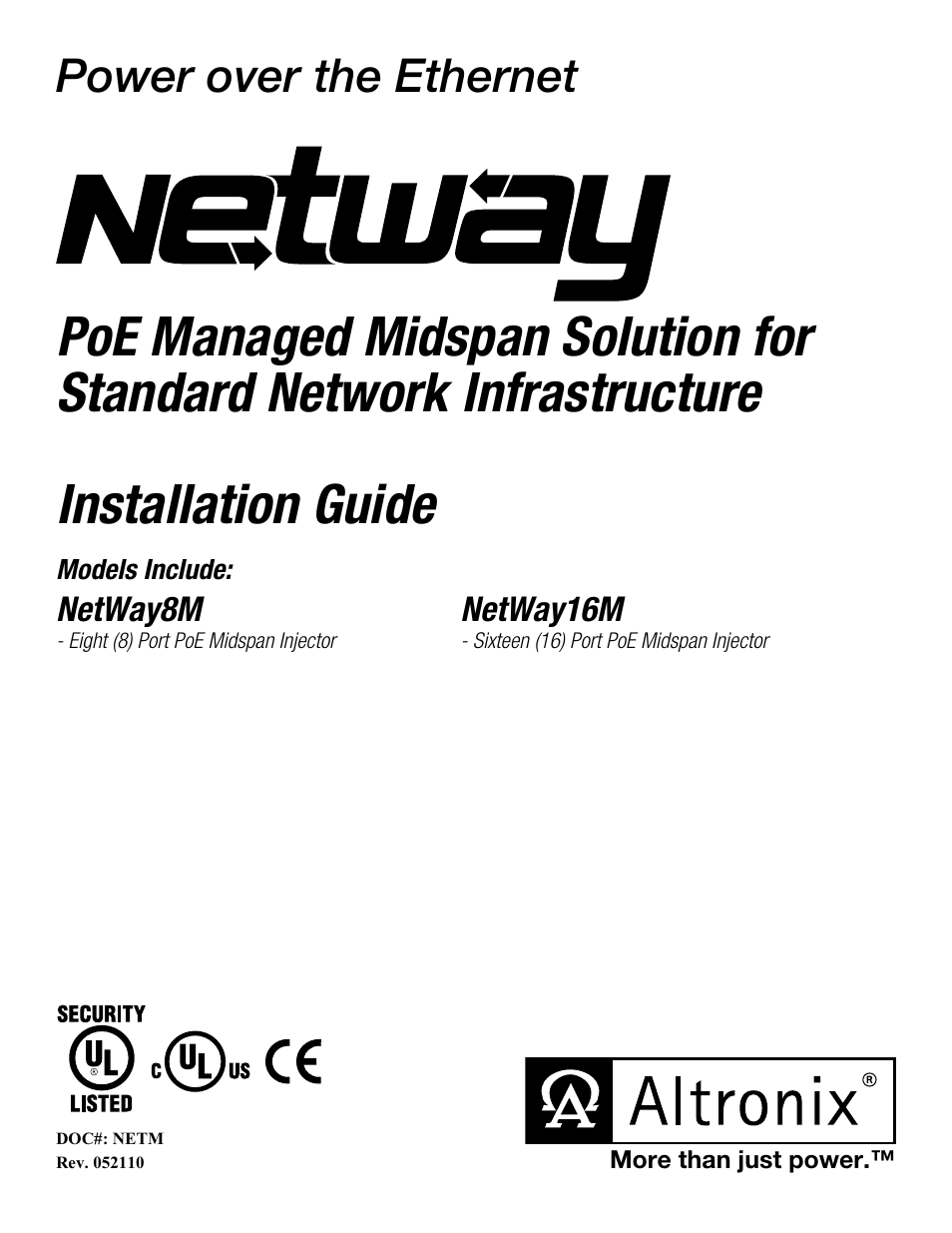 Altronix NetWay8M Installation Instructions User Manual | 12 pages