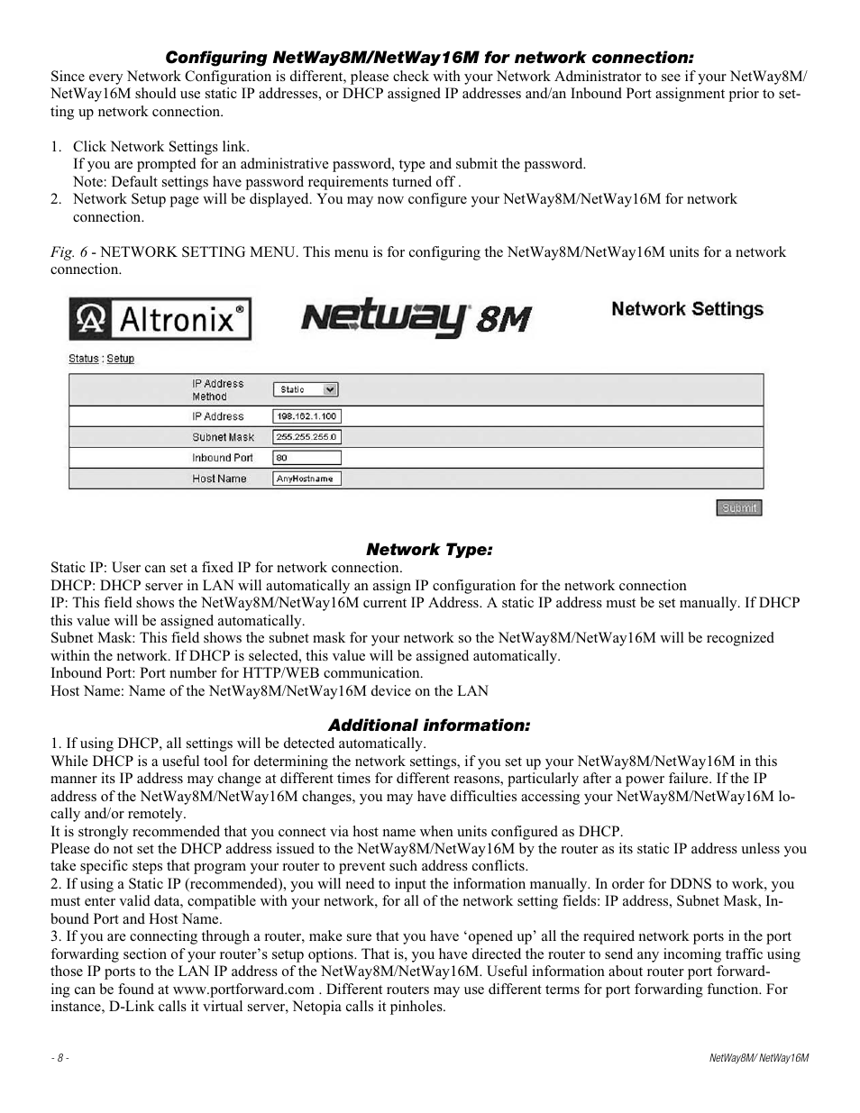 Altronix NetWay8M Installation Instructions User Manual | Page 8 / 12
