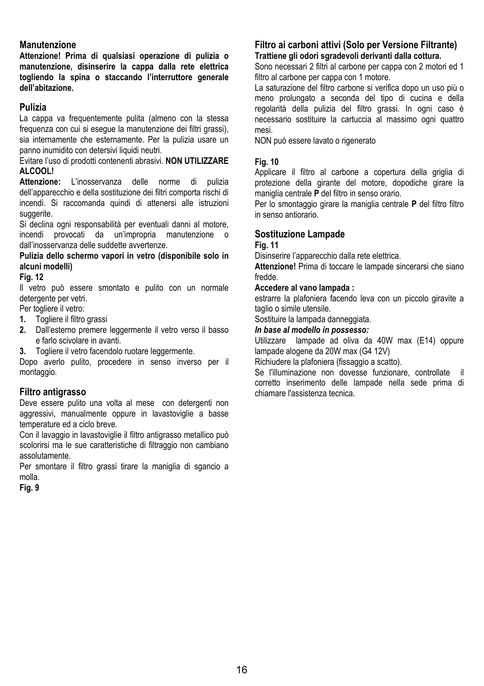 16 manutenzione, Pulizia, Filtro antigrasso | Sostituzione lampade | Gorenje DF 6116 BX User Manual | Page 16 / 96