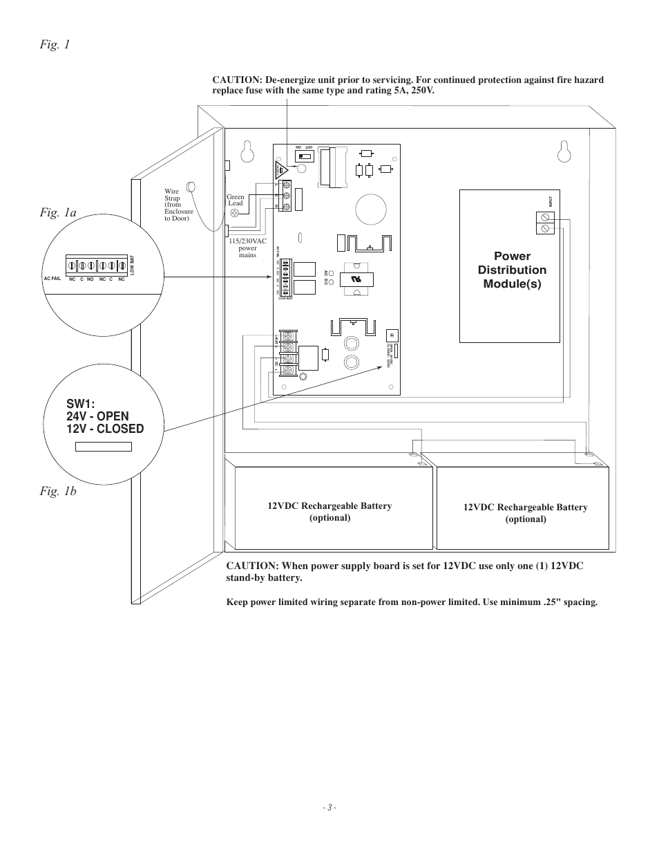 Fig. 1, Fig. 1a fig. 1b, Power distribution module(s) | Altronix SMP5PMP8CB Installation Instructions User Manual | Page 3 / 8