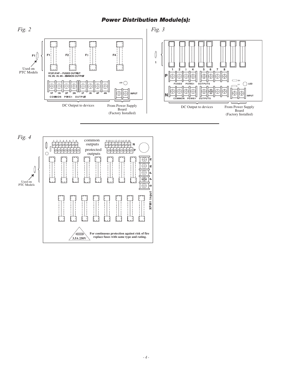 Fig. 2 fig. 3 power distribution module(s), Fig. 4, Common outputs protected outputs | Altronix SMP5PMP8CB Installation Instructions User Manual | Page 4 / 8
