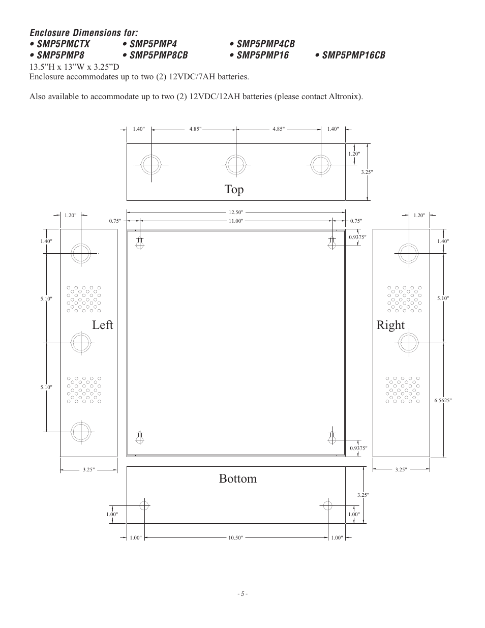 Bottom top right left | Altronix SMP5PMP8CB Installation Instructions User Manual | Page 5 / 8