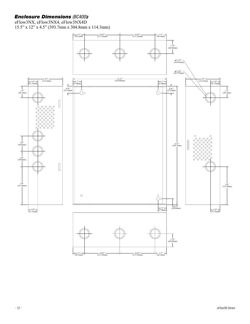 Enclosure dimensions (bc400), 12 - eflow3n series | Altronix eFlow3NX4D Installation Instructions User Manual | Page 12 / 16